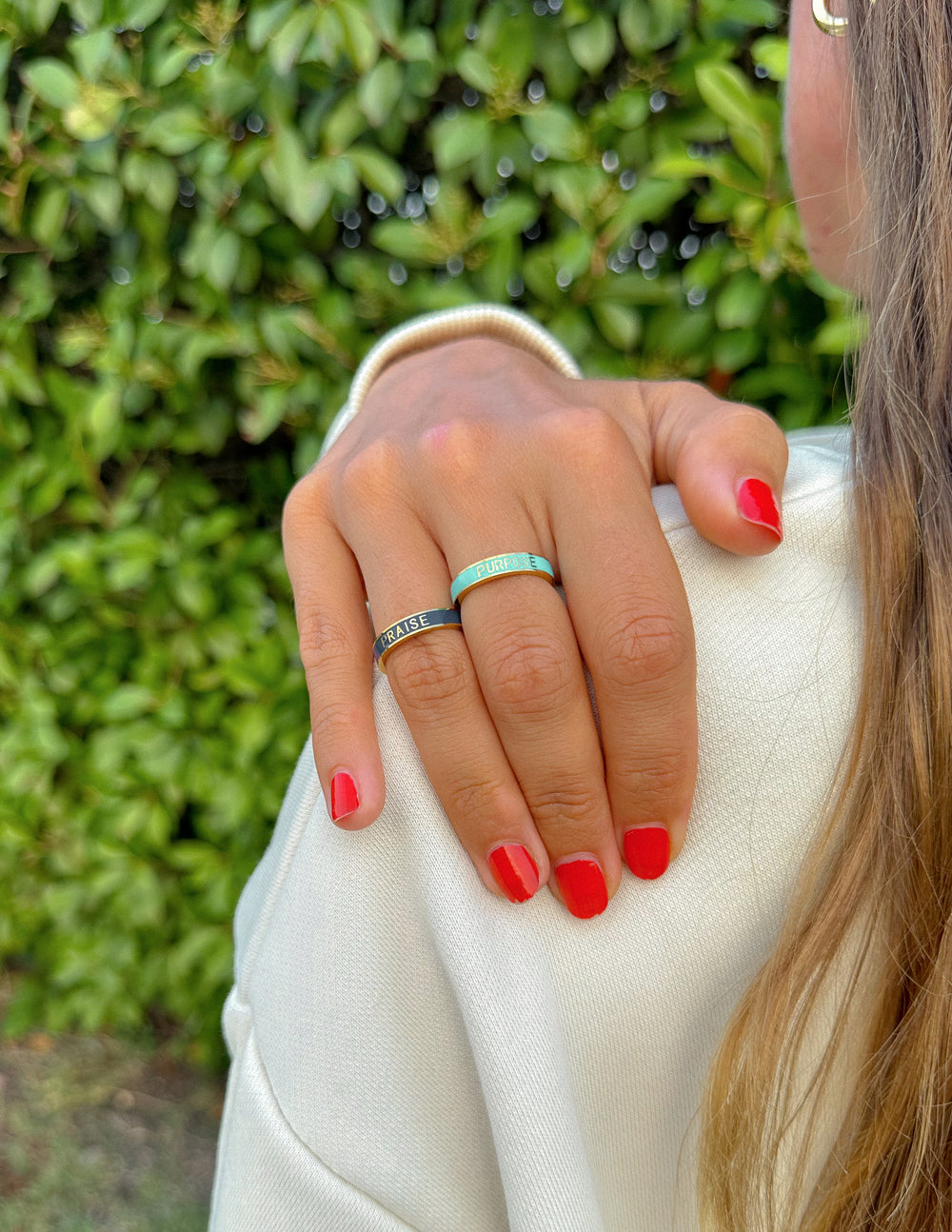Navy Enamel Praise Ring